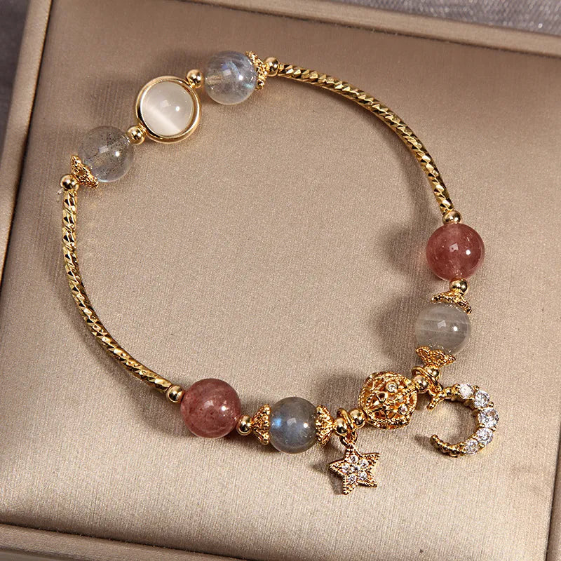 Labradorite and Strawberry Quartz Bracelet "Stellar Dream"