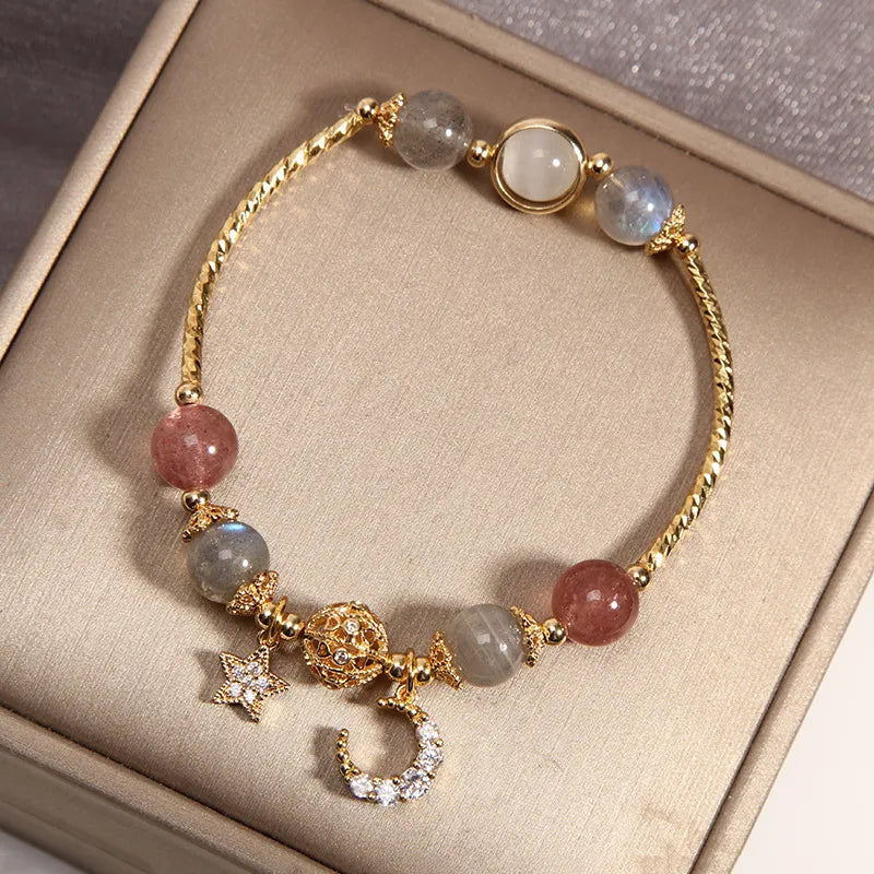 Labradorite and Strawberry Quartz Bracelet "Stellar Dream"