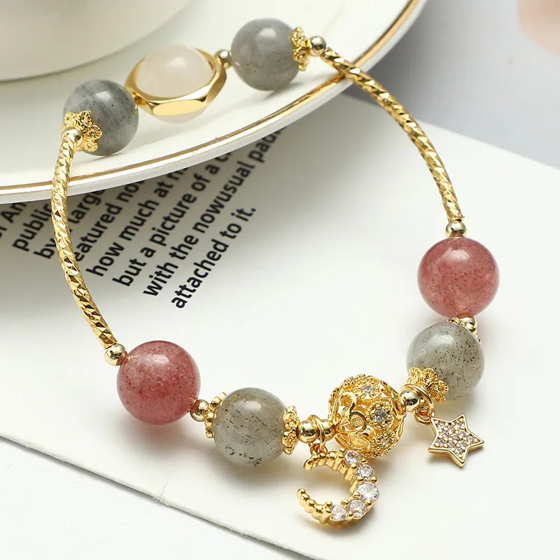 Labradorite and Strawberry Quartz Bracelet "Stellar Dream"