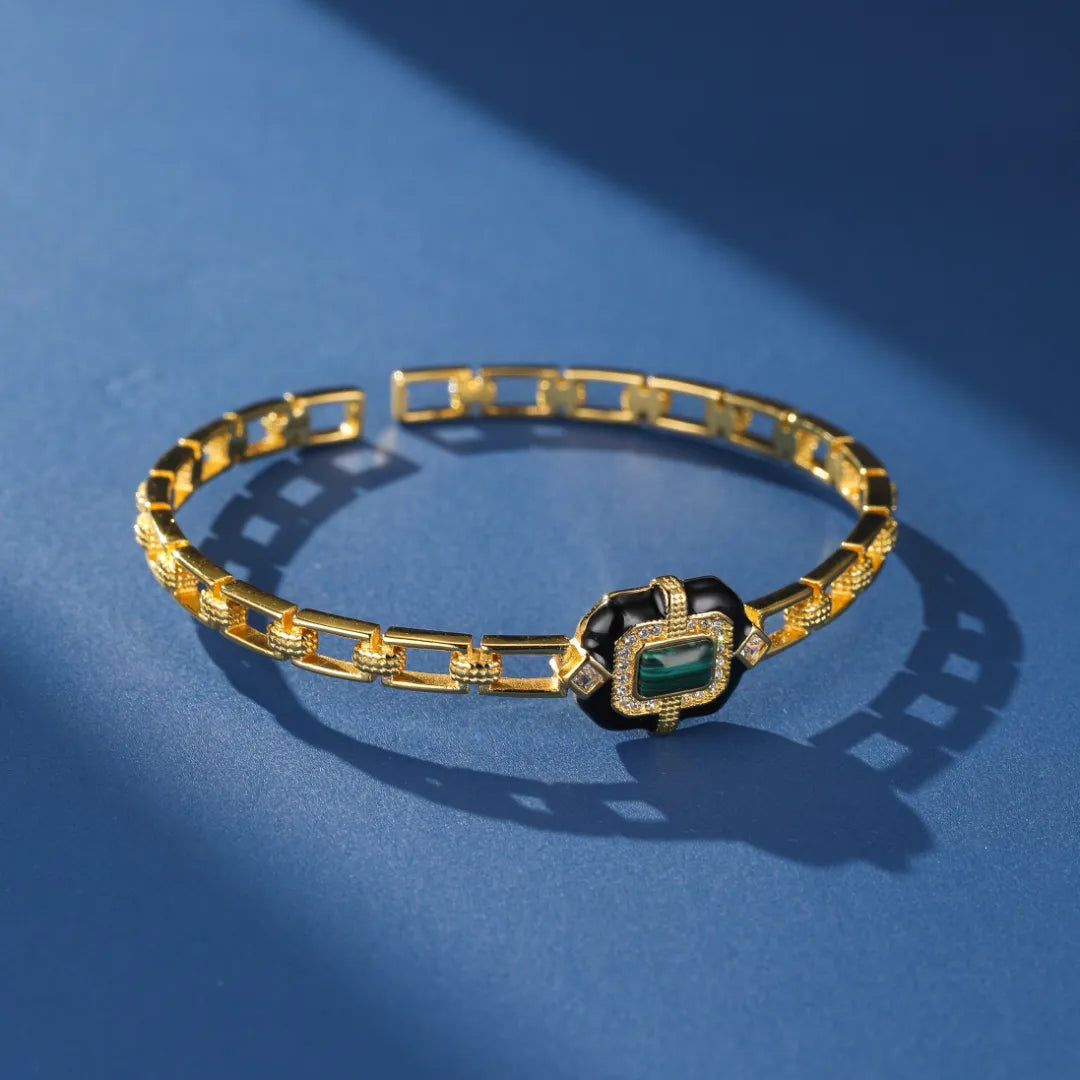 Malachite Bracelet "Aurore Nocturne" Gold