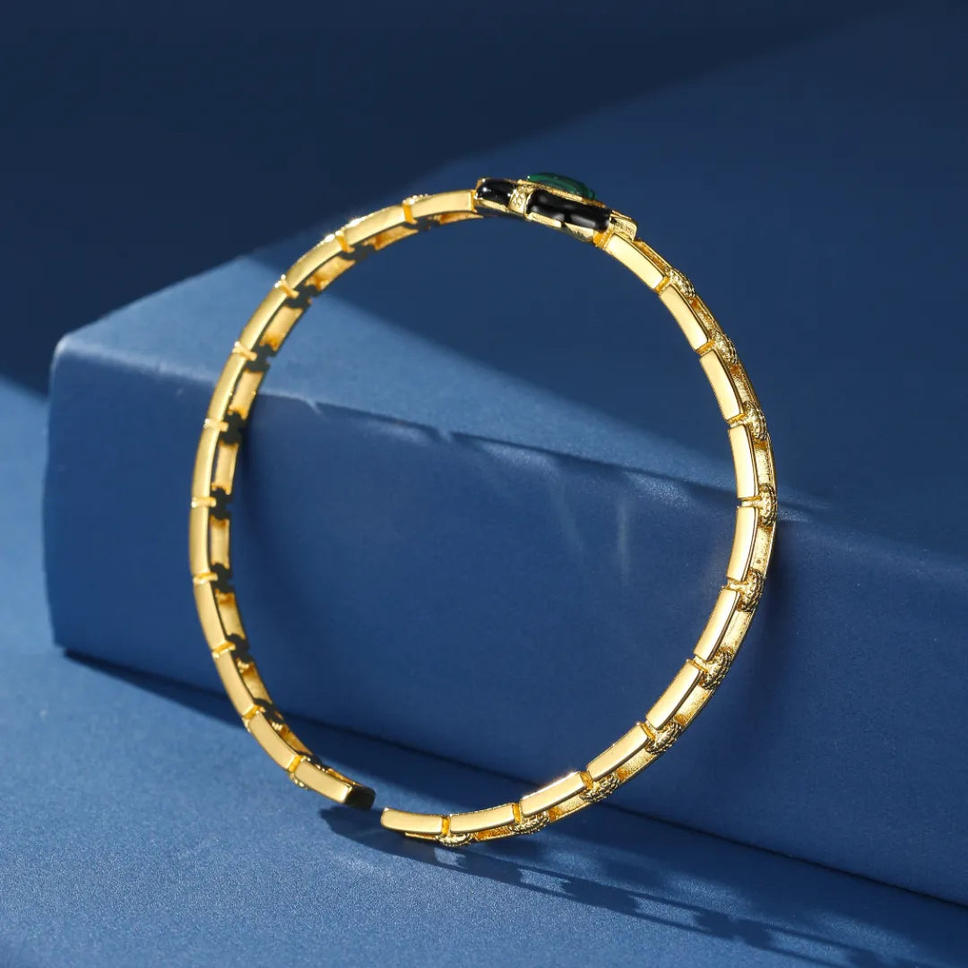 Malachite Bracelet "Aurore Nocturne" Gold