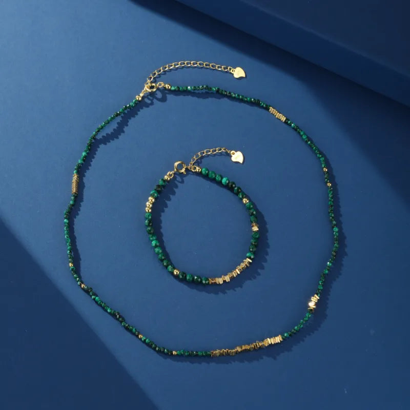 Malachite Bracelet "Green Mystery" Silver Plated Gold