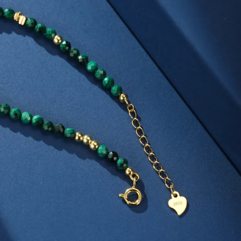 Malachite Bracelet "Green Mystery" Silver Plated Gold
