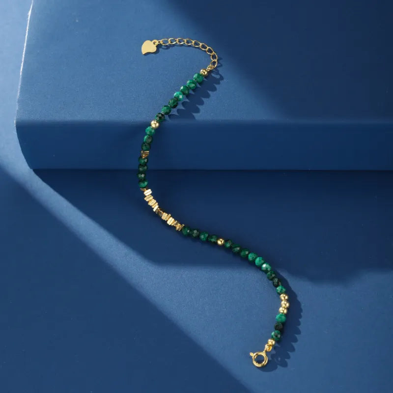 Malachite Bracelet "Green Mystery" Silver Plated Gold