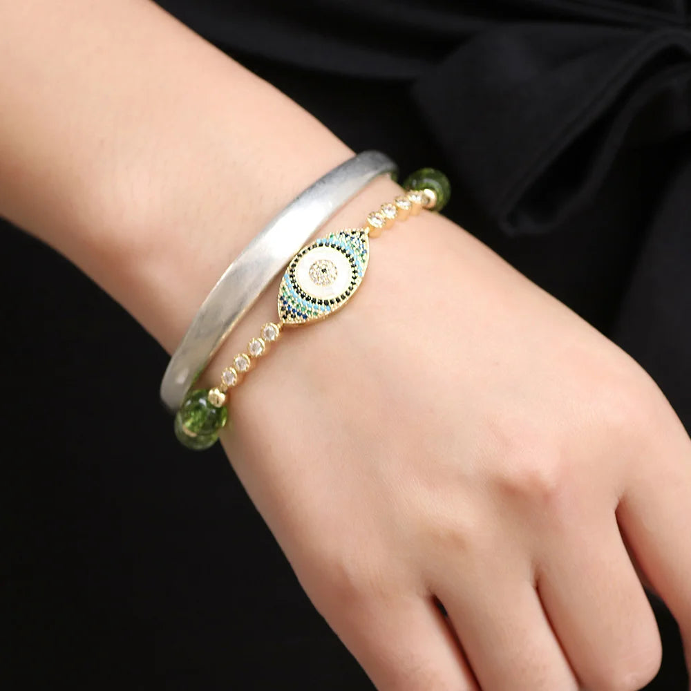Evil Eye Peridot Bracelet "Protective Dream"