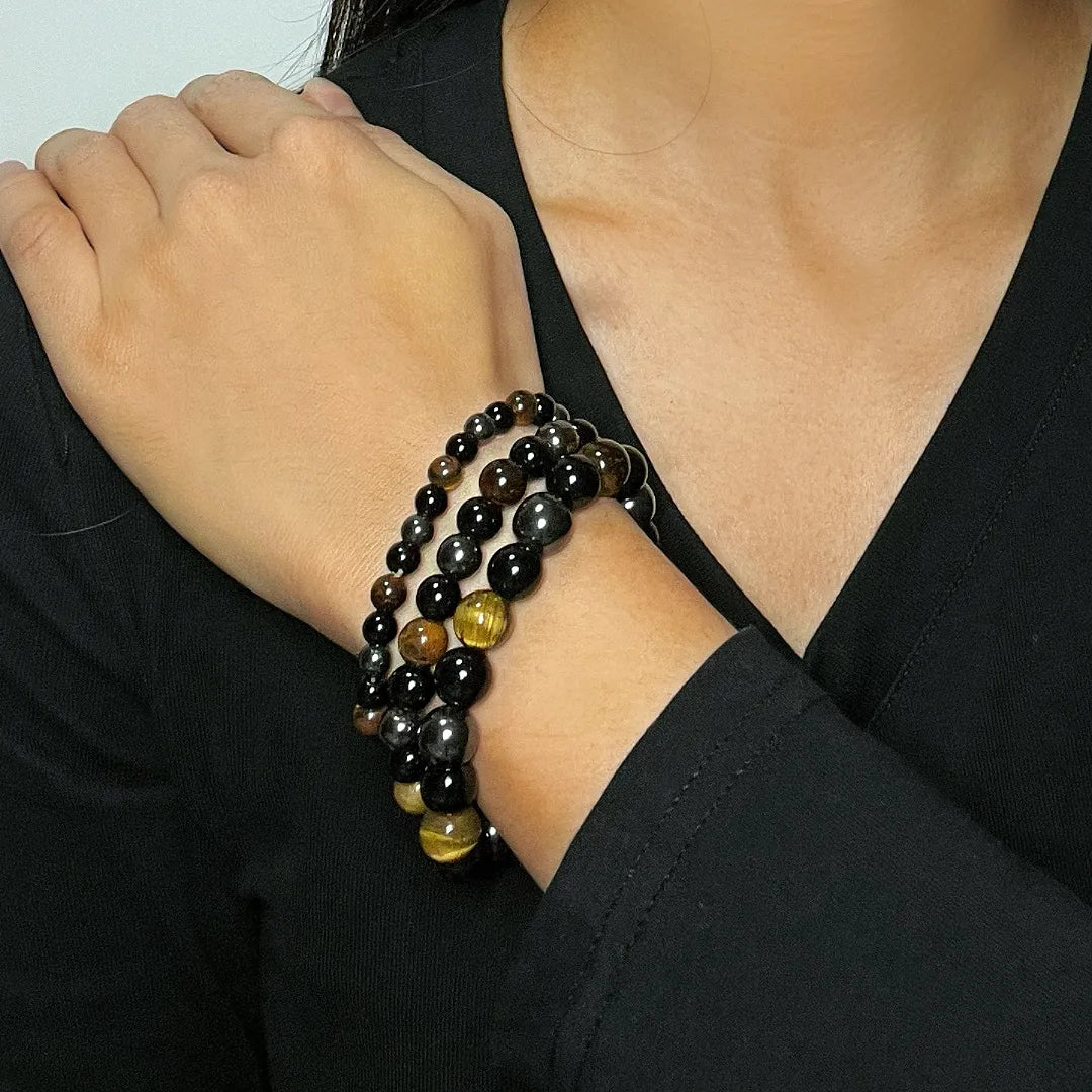 Bracelet Œil de Tigre Hématite "Force Protectrice"