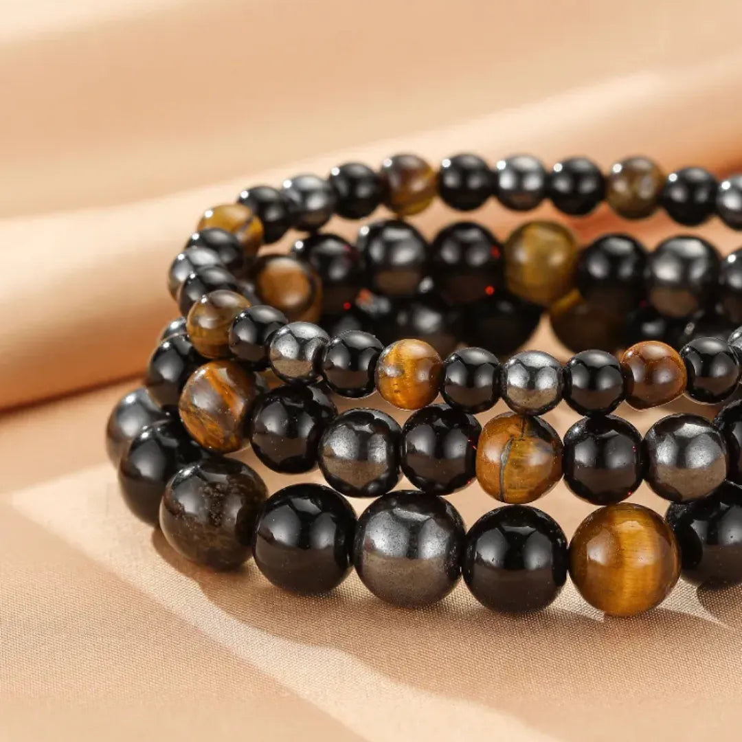 Bracelet Œil de Tigre Hématite "Force Protectrice"