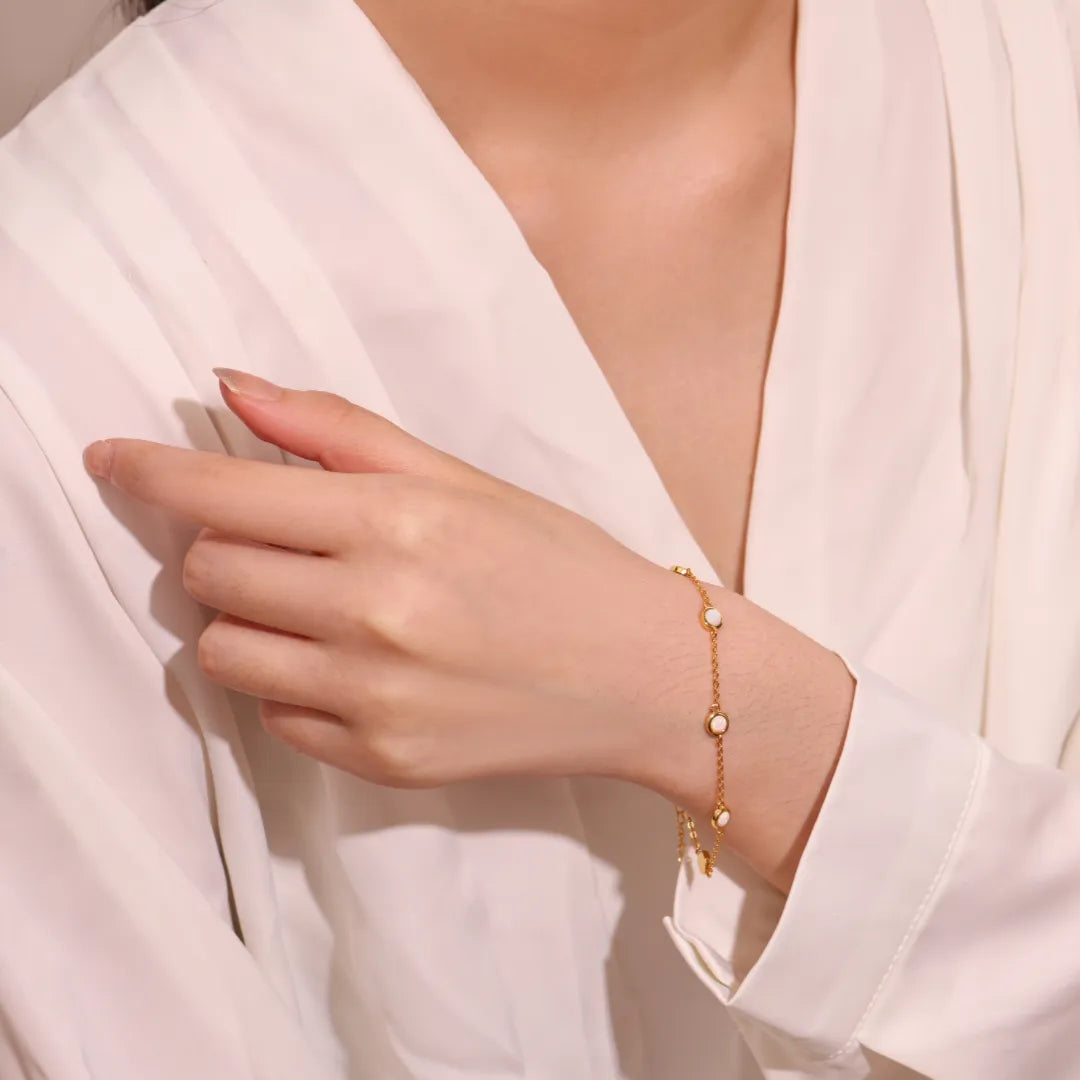 White Opal Bracelet "Pure Snow" Gold-Plated Silver