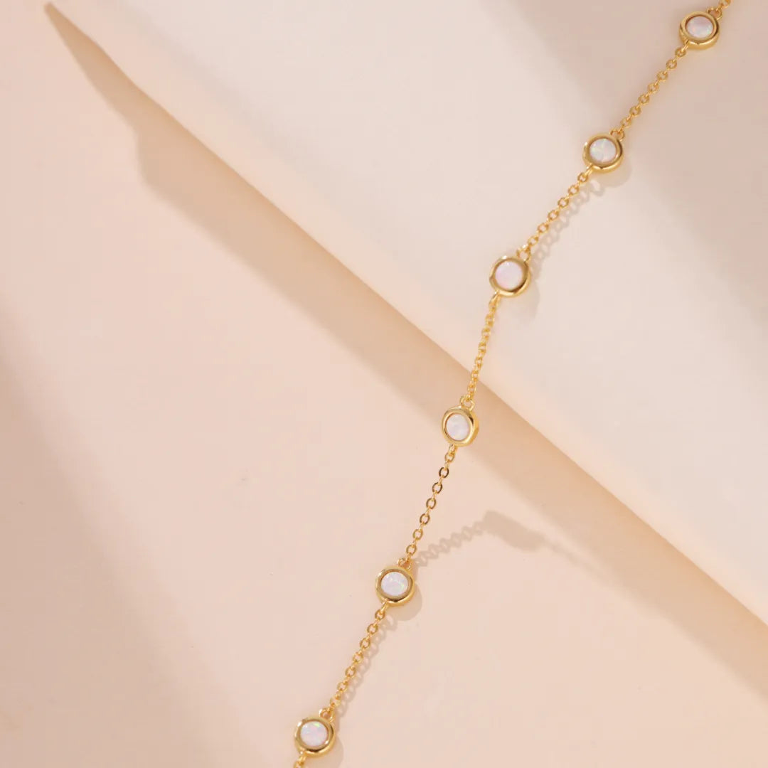White Opal Bracelet "Pure Snow" Gold-Plated Silver