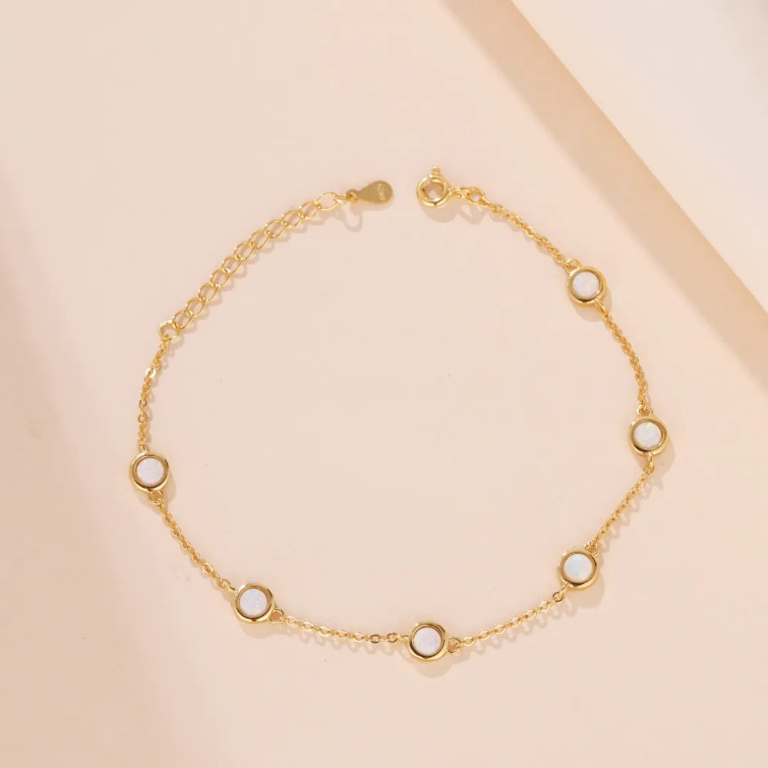 White Opal Bracelet "Pure Snow" Gold-Plated Silver