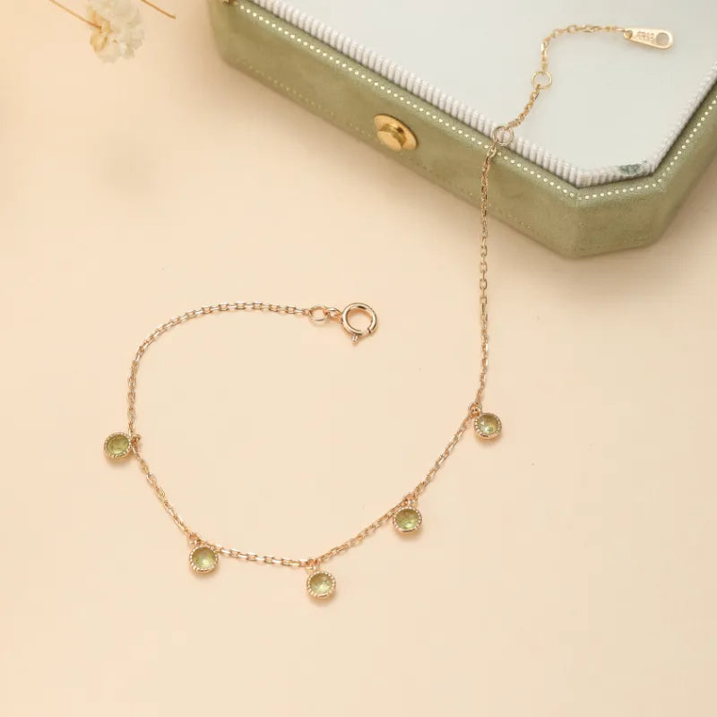 Peridot Bracelet "Elegant Sweetness" Gold-Plated Silver