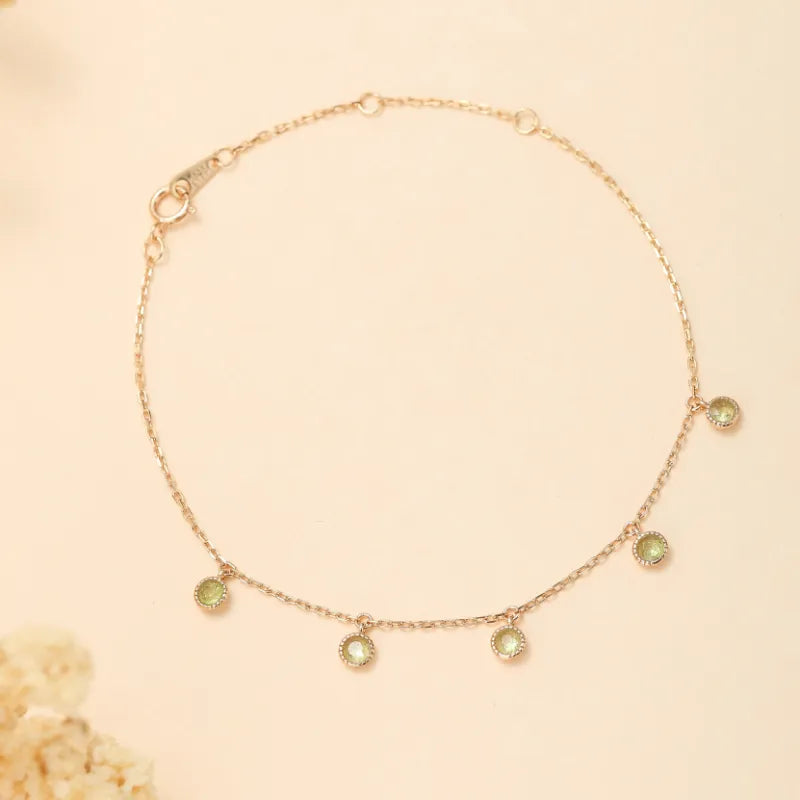Peridot Bracelet "Elegant Sweetness" Gold-Plated Silver