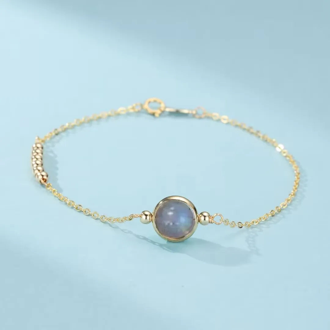 Bracelet Pierre de Lune Bleue "Douceur des Nuits" Doré Or
