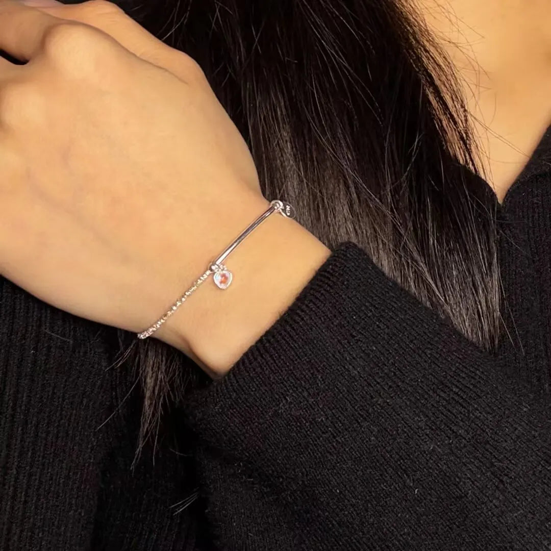 Bracelet Pierre de Lune "Cœur Céleste" Argent