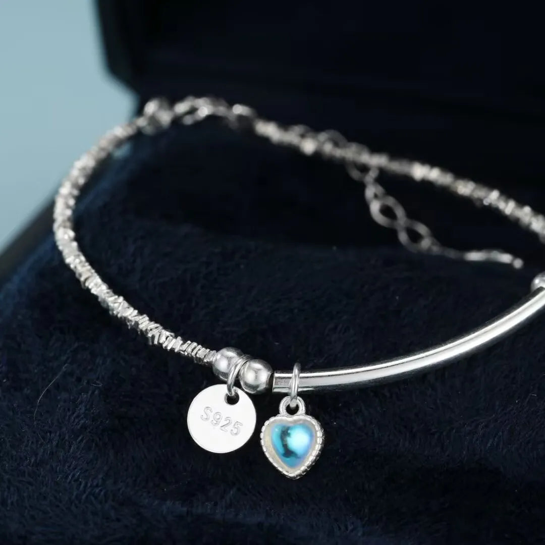 Bracelet Pierre de Lune "Cœur Céleste" Argent