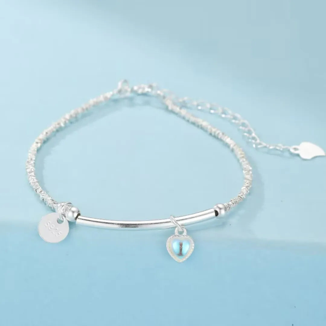 Bracelet Pierre de Lune "Cœur Céleste" Argent