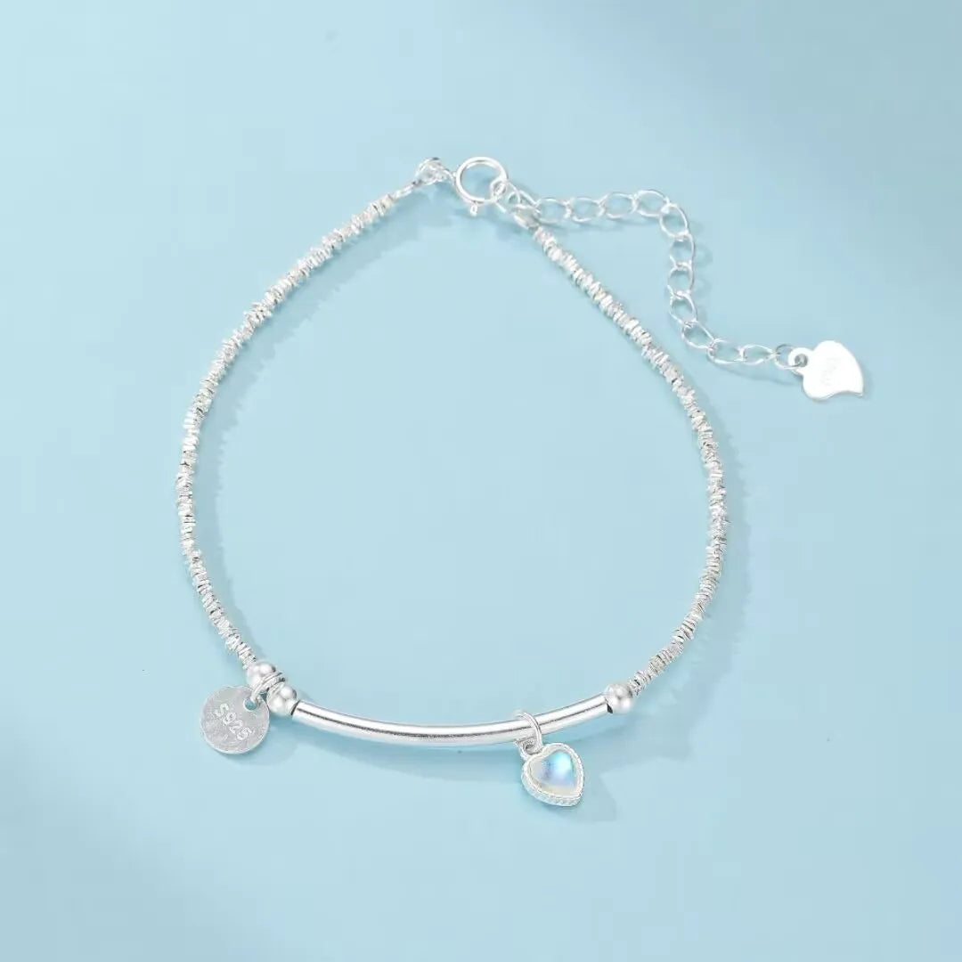 Bracelet Pierre de Lune "Cœur Céleste" Argent