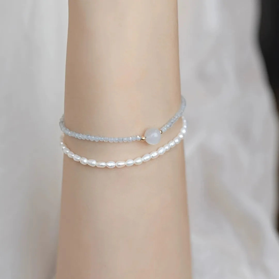 Bracelet Pierre de Lune et Aigue Marine "Sérénité d'Océan"