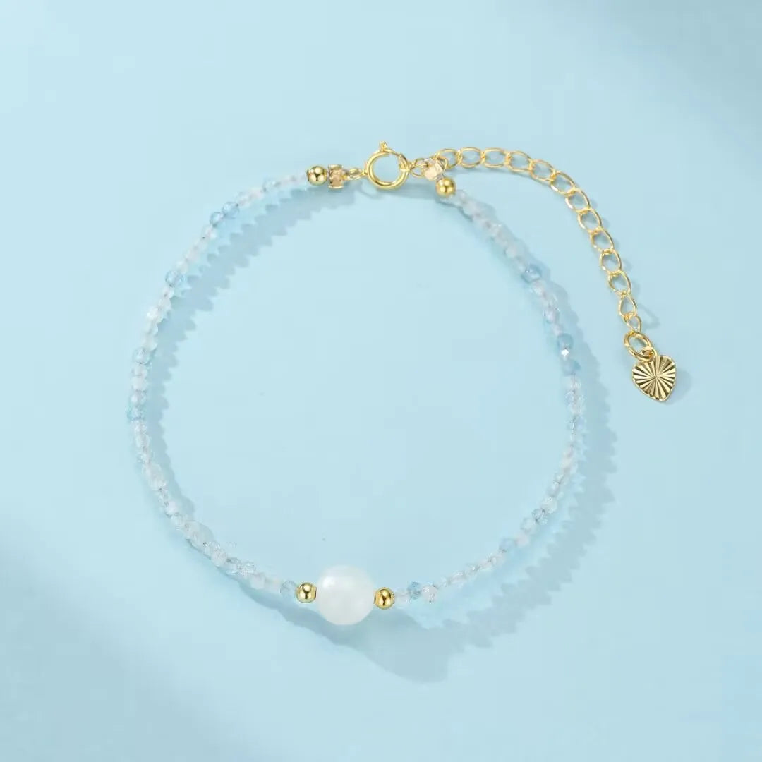 Bracelet Pierre de Lune et Aigue Marine "Sérénité d'Océan"