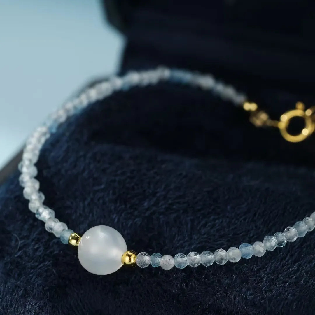 Bracelet Pierre de Lune et Aigue Marine "Sérénité d'Océan"