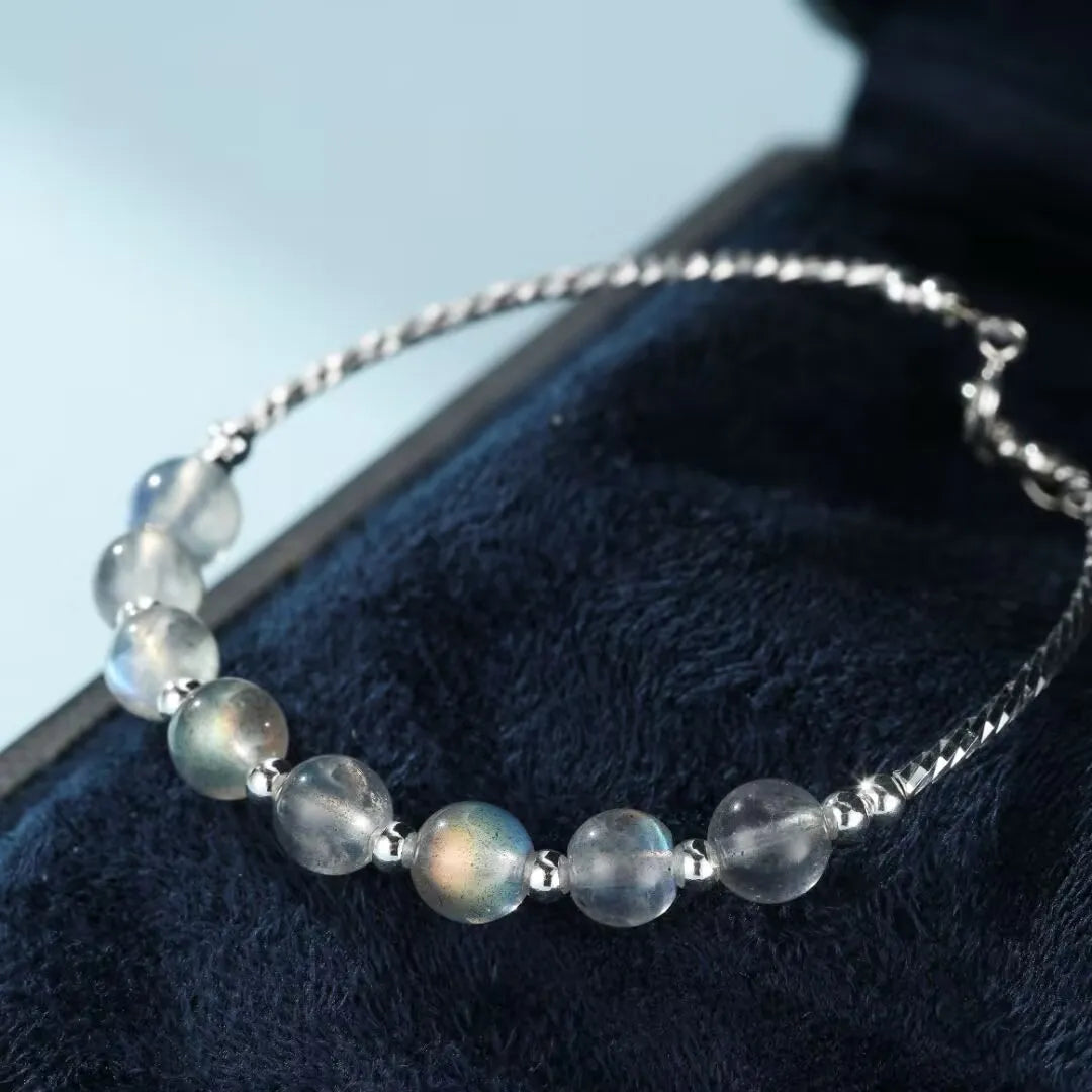 Bracelet Pierre de Lune "Nuits Étoilées" Argent