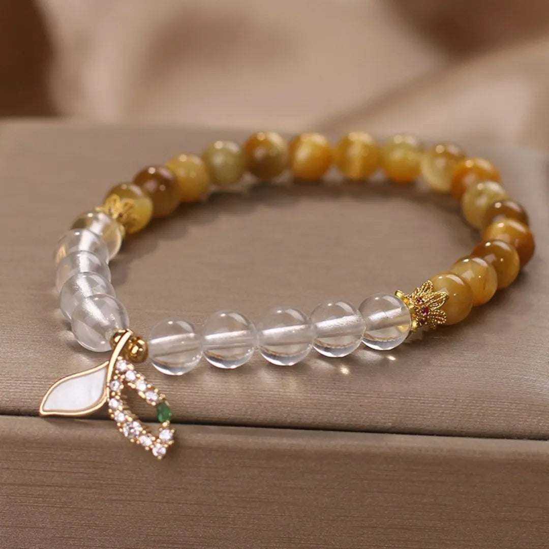 Quartz Bracelet Clear and Tiger Eye "Mermaid Beauty"