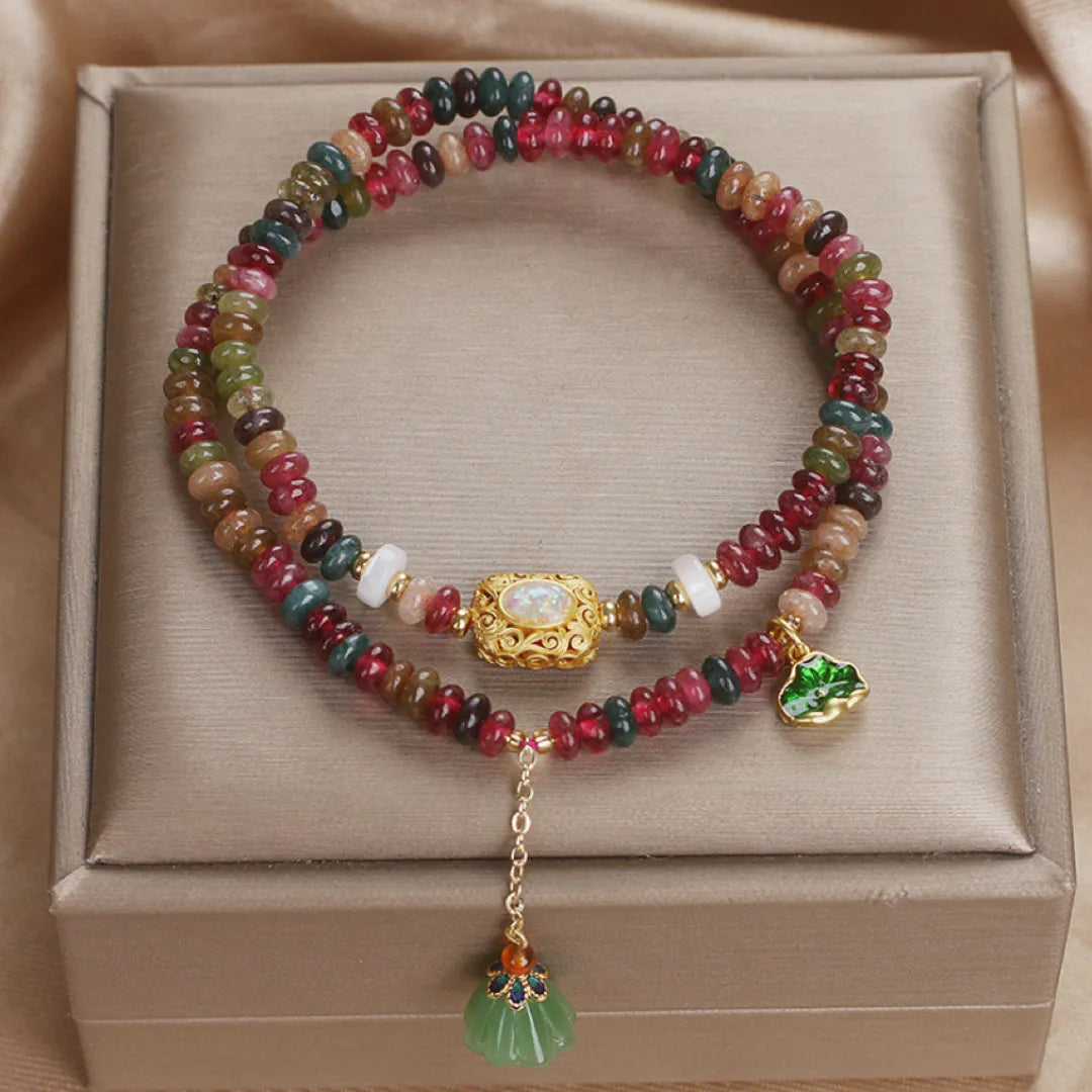 Tourmaline Lotus Bracelet "Magical Protection"