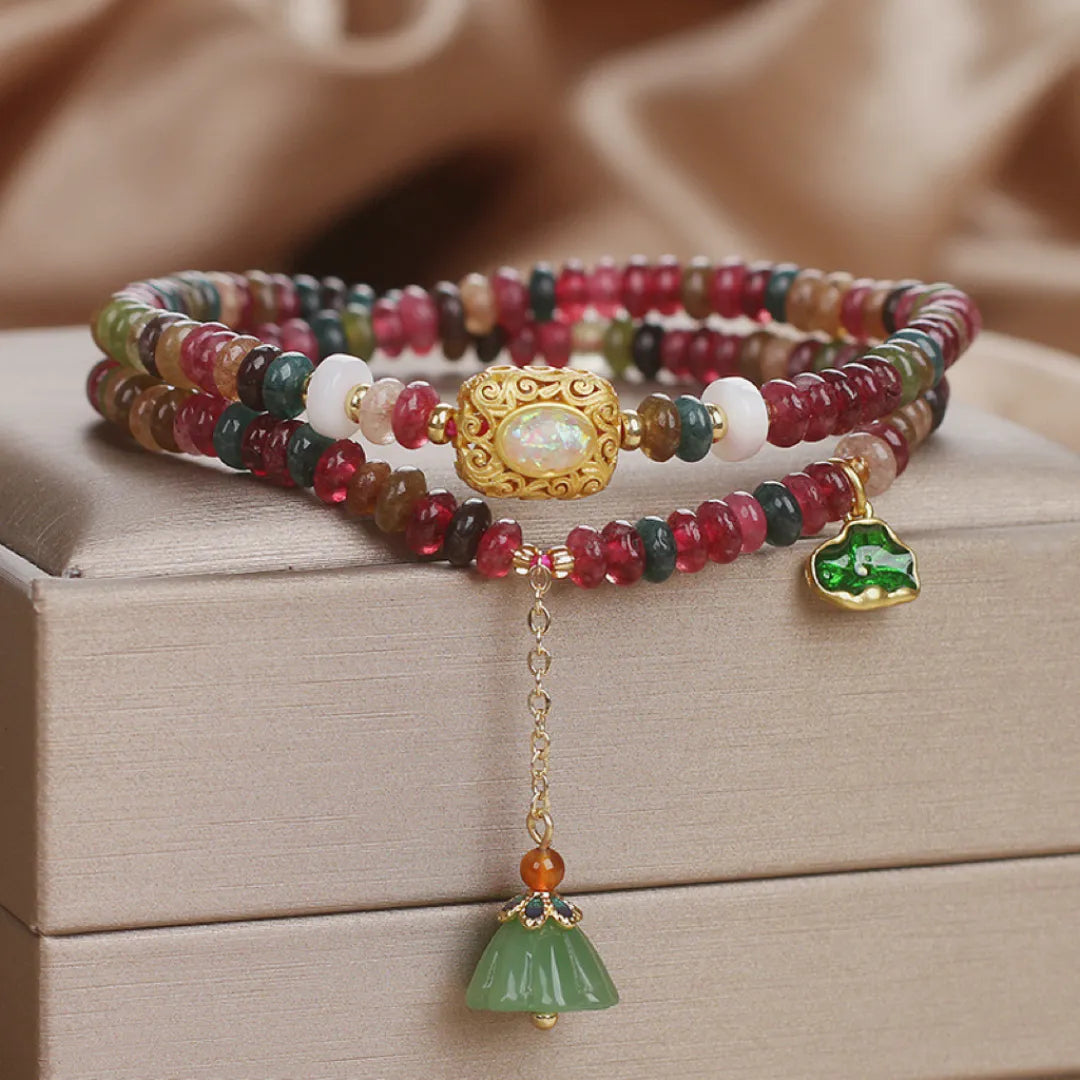 Tourmaline Lotus Bracelet "Magical Protection"