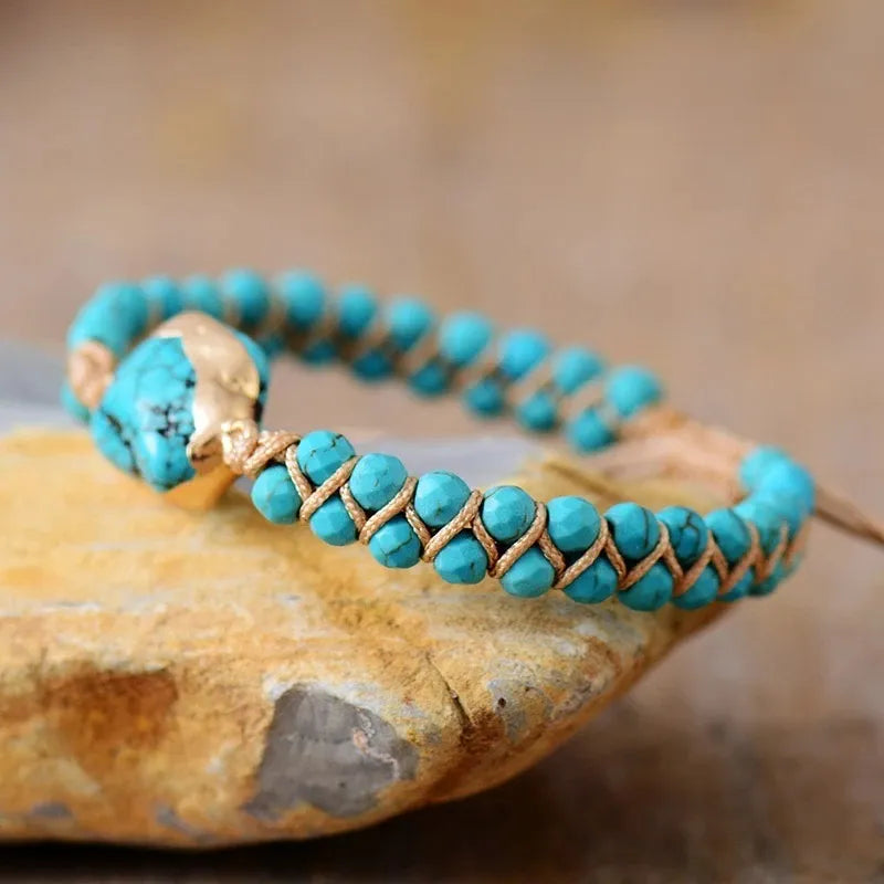 Turquoise Bracelet "Spiritual Balance" Gold Silver