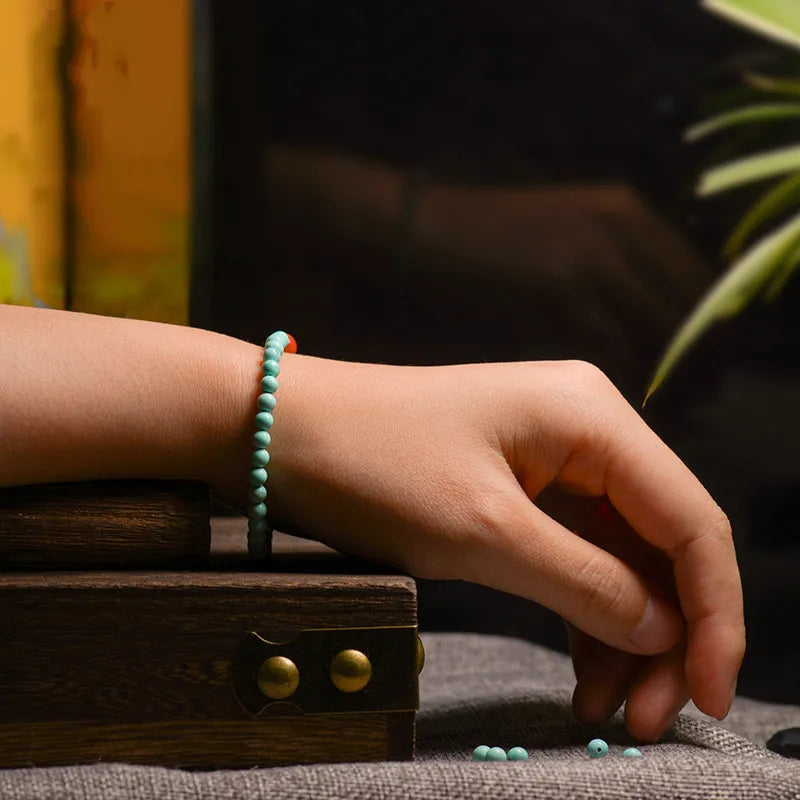 Turquoise and Agate Bracelet "Soothing Energy" Silver
