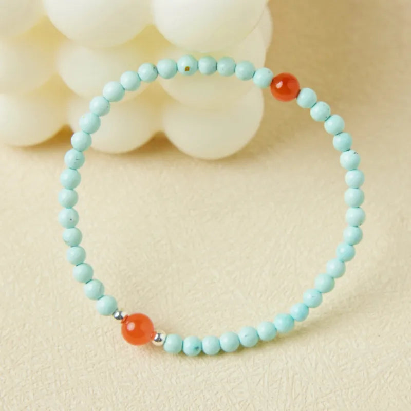 Turquoise and Agate Bracelet "Soothing Energy" Silver