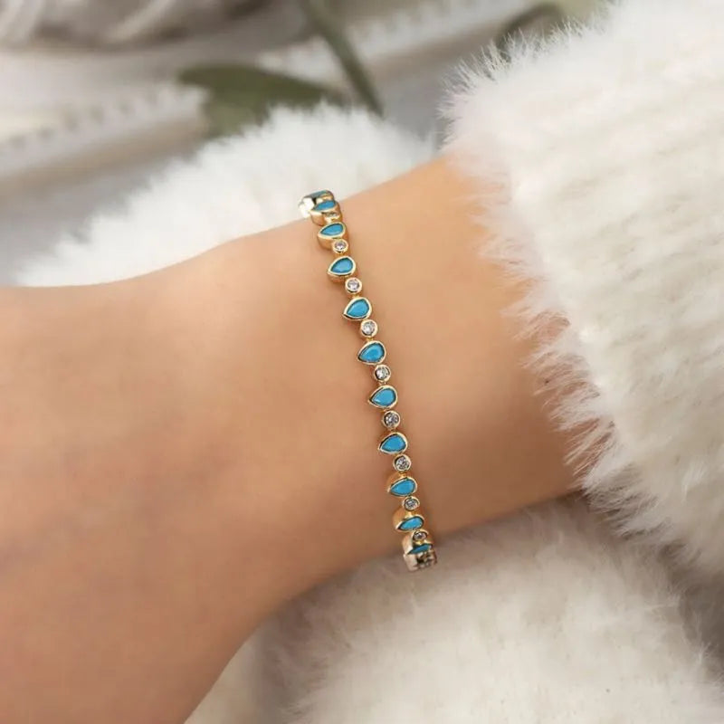 Turquoise Bracelet "Ocean Drops" Gold Silver