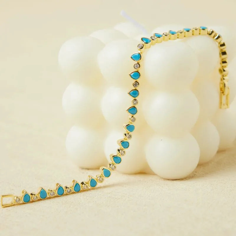 Turquoise Bracelet "Ocean Drops" Gold Silver