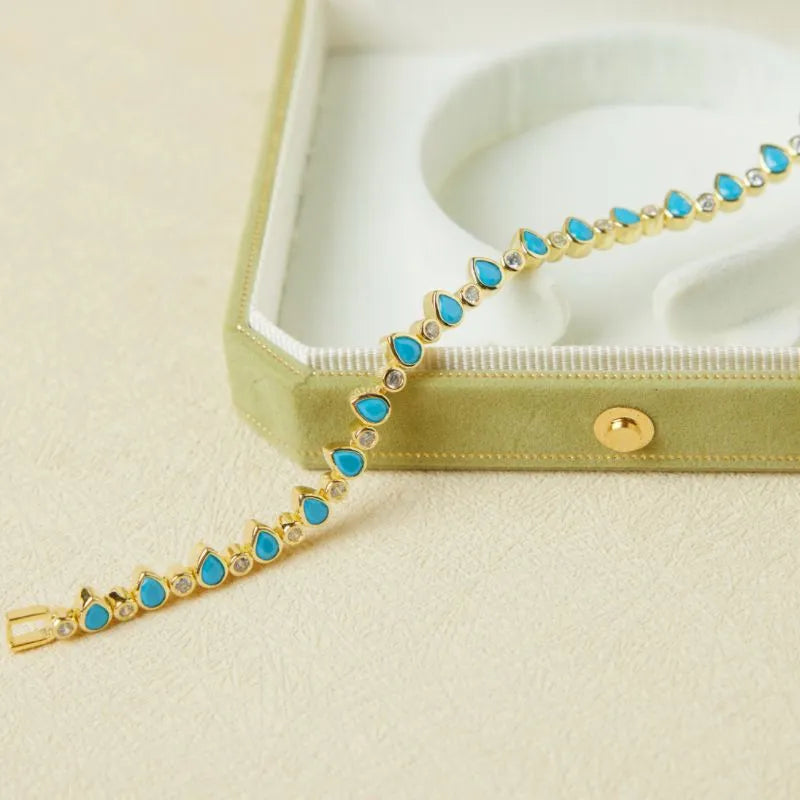 Turquoise Bracelet "Ocean Drops" Gold Silver
