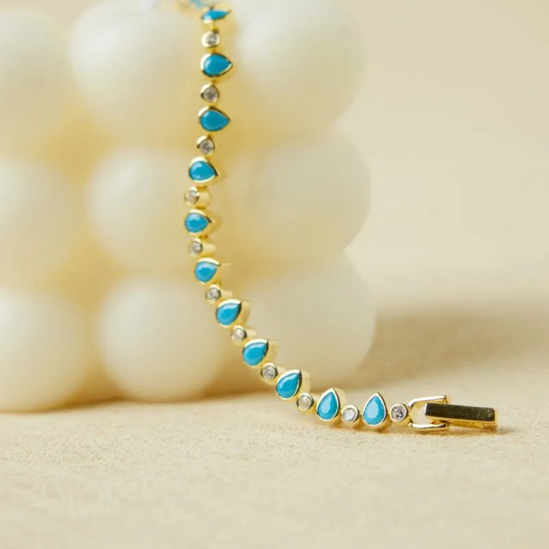 Turquoise Bracelet "Ocean Drops" Gold Silver