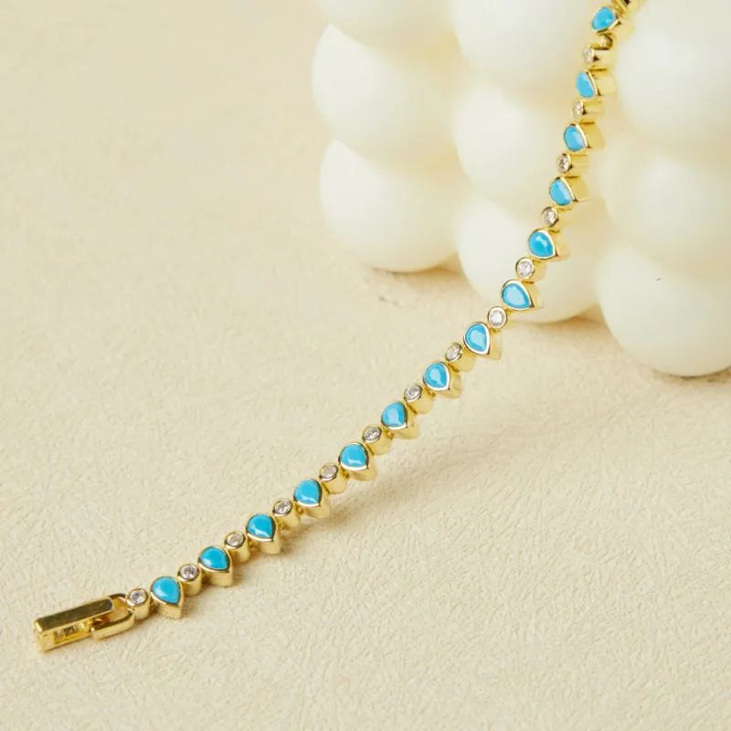 Turquoise Bracelet "Ocean Drops" Gold Silver