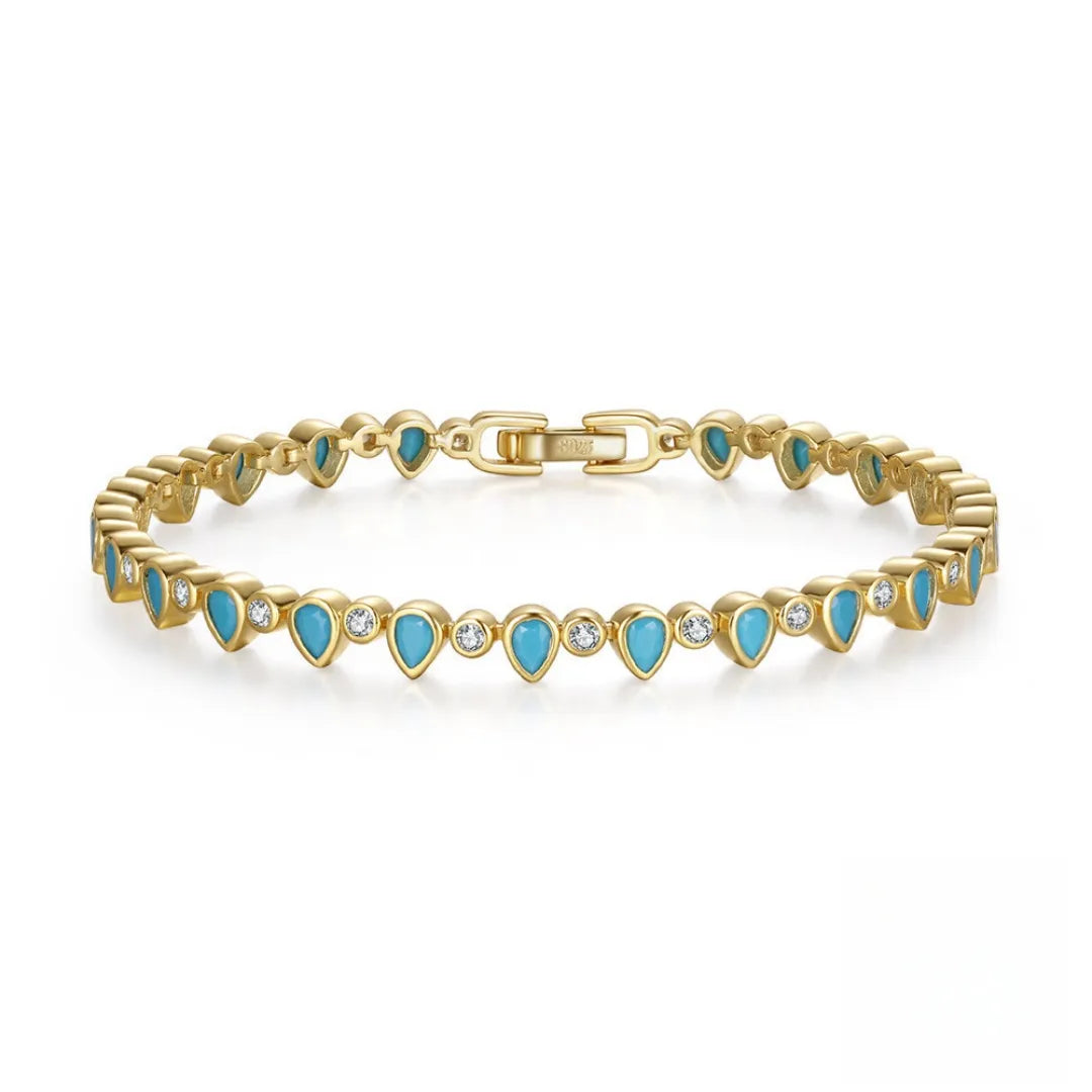 Turquoise Bracelet "Ocean Drops" Gold Silver