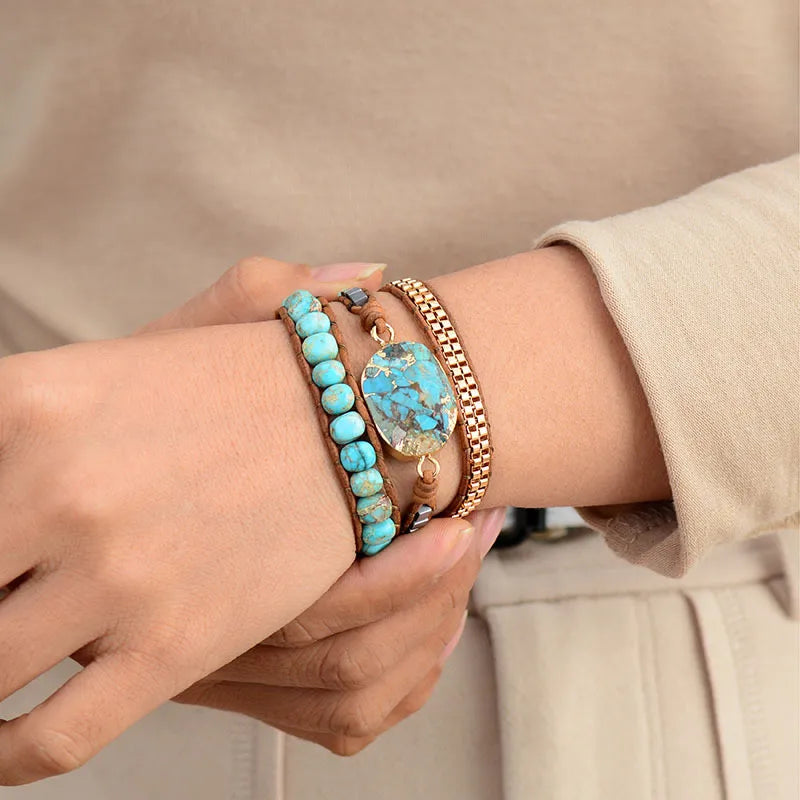 Wrap Bracelet Turquoise "Calming Harmony" Gold Silver