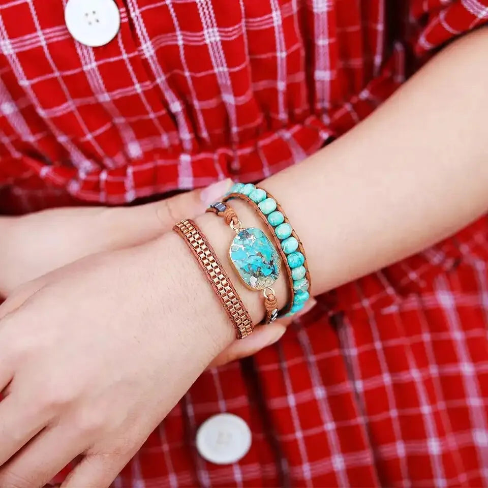 Wrap Bracelet Turquoise "Calming Harmony" Gold Silver
