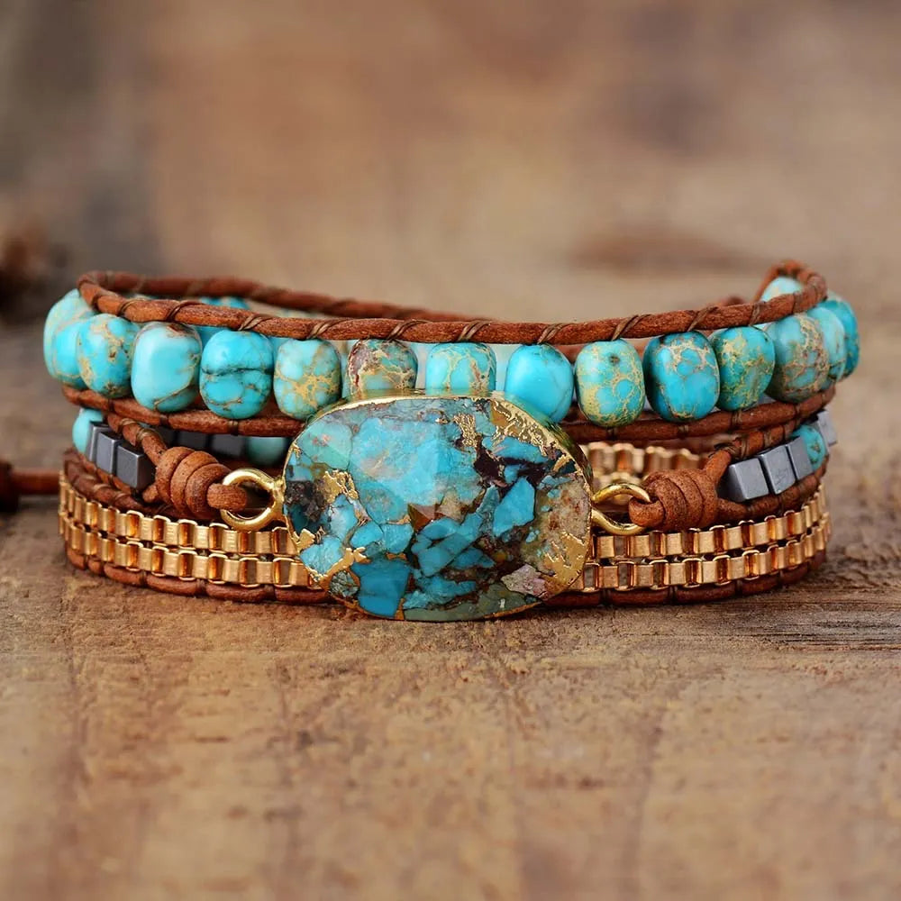 Wrap Bracelet Turquoise "Calming Harmony" Gold Silver