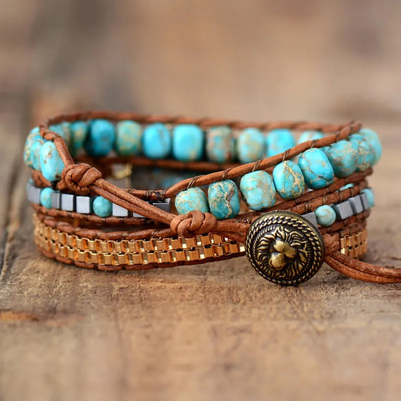 Wrap Bracelet Turquoise "Calming Harmony" Gold Silver
