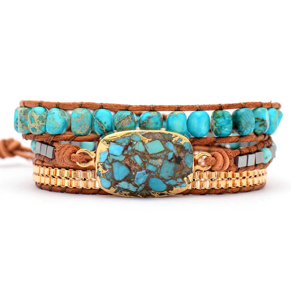 Wrap Bracelet Turquoise "Calming Harmony" Gold Silver