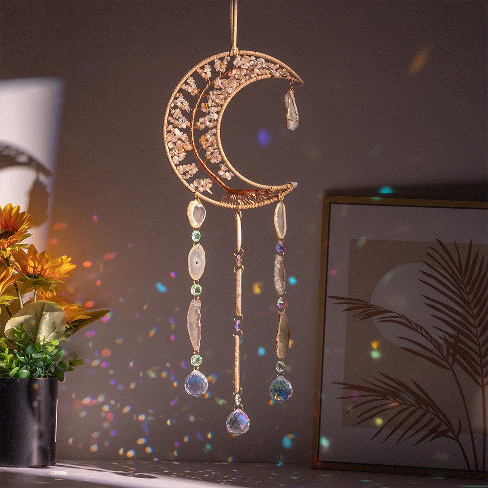 Lunya - Sun Catcher in Citrine and Agate with Tree of Life and Moon