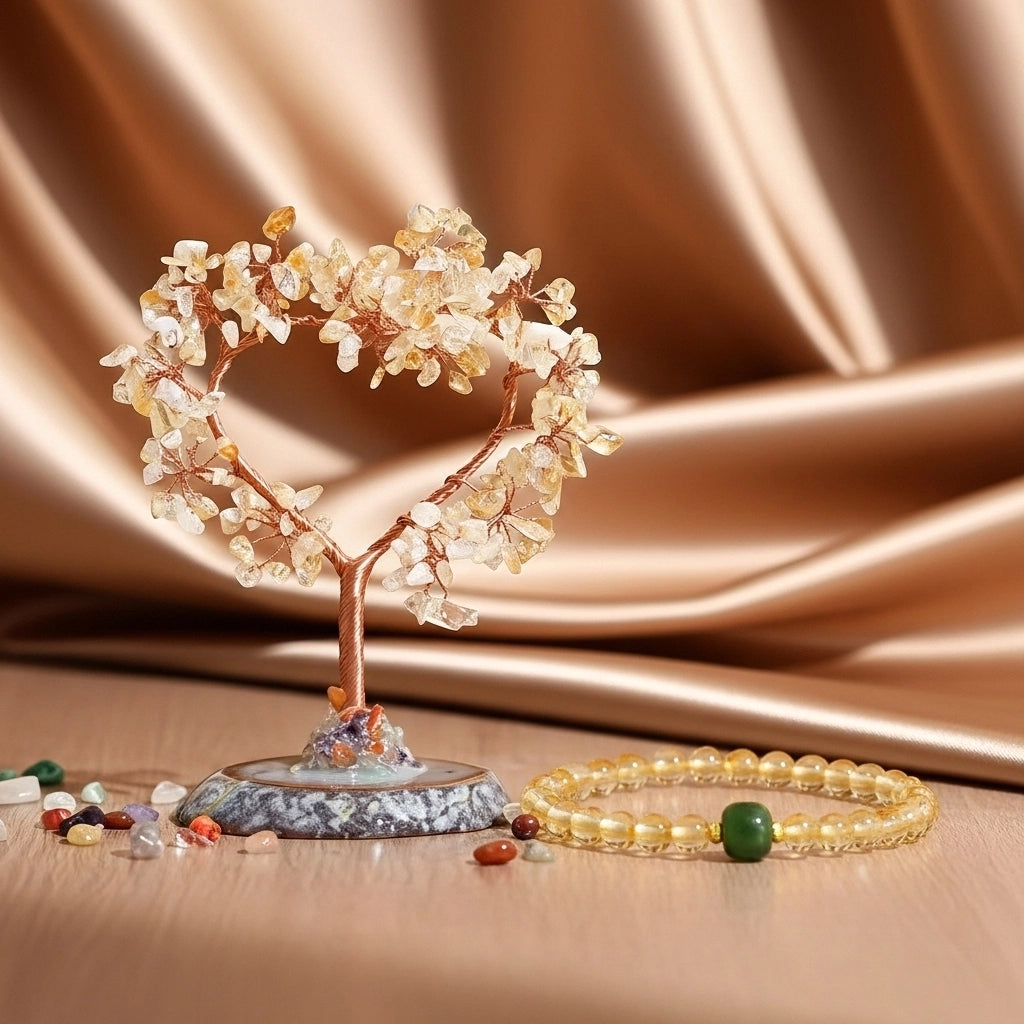 Fortune - Coffret Cadeau en Citrine, Arbre de Vie et Bracelet