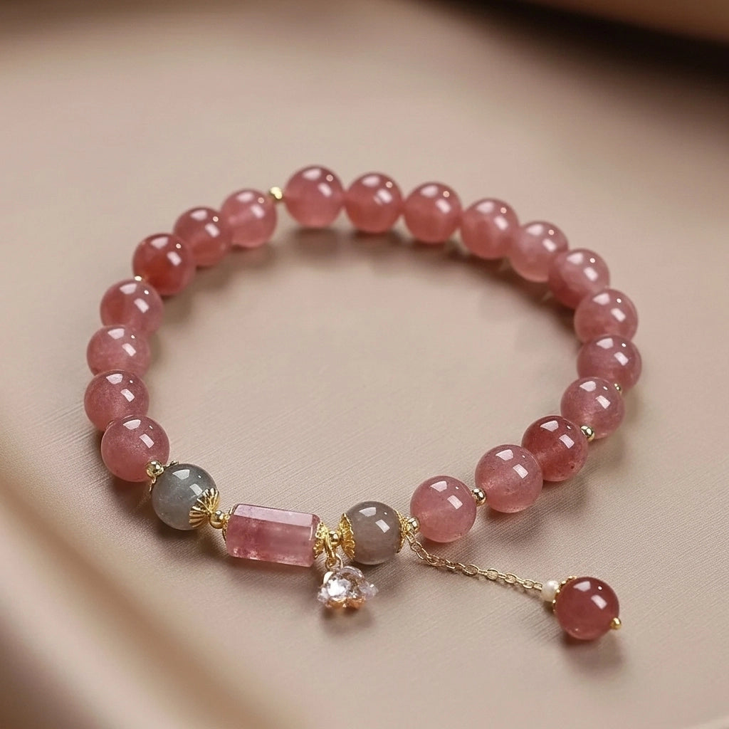 Amour - Coffret Cadeau en Quartz Rose, Arbre de Vie et Bracelet