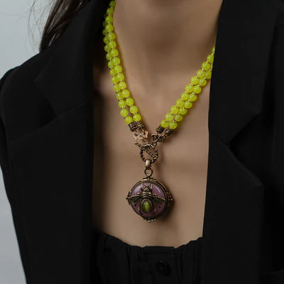 Collier Agate Jaune "Abeille d'Or"