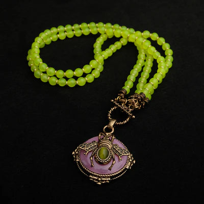 Collier Agate Jaune "Abeille d'Or"