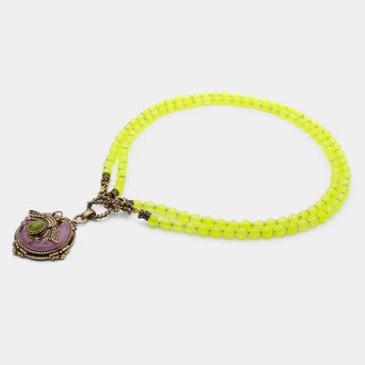 Collier Agate Jaune "Abeille d'Or"