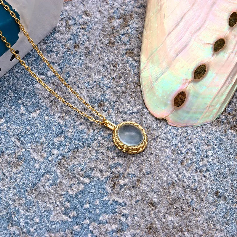 Marine Charm Aquamarine or Labradorite Gold-Plated Silver