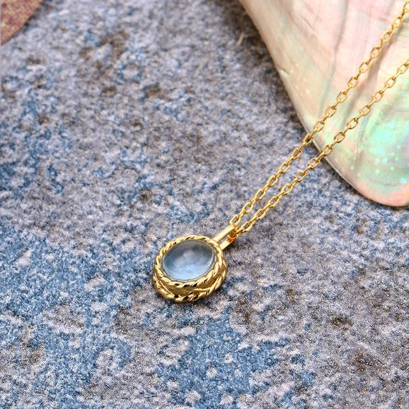 Marine Charm Aquamarine or Labradorite Gold-Plated Silver